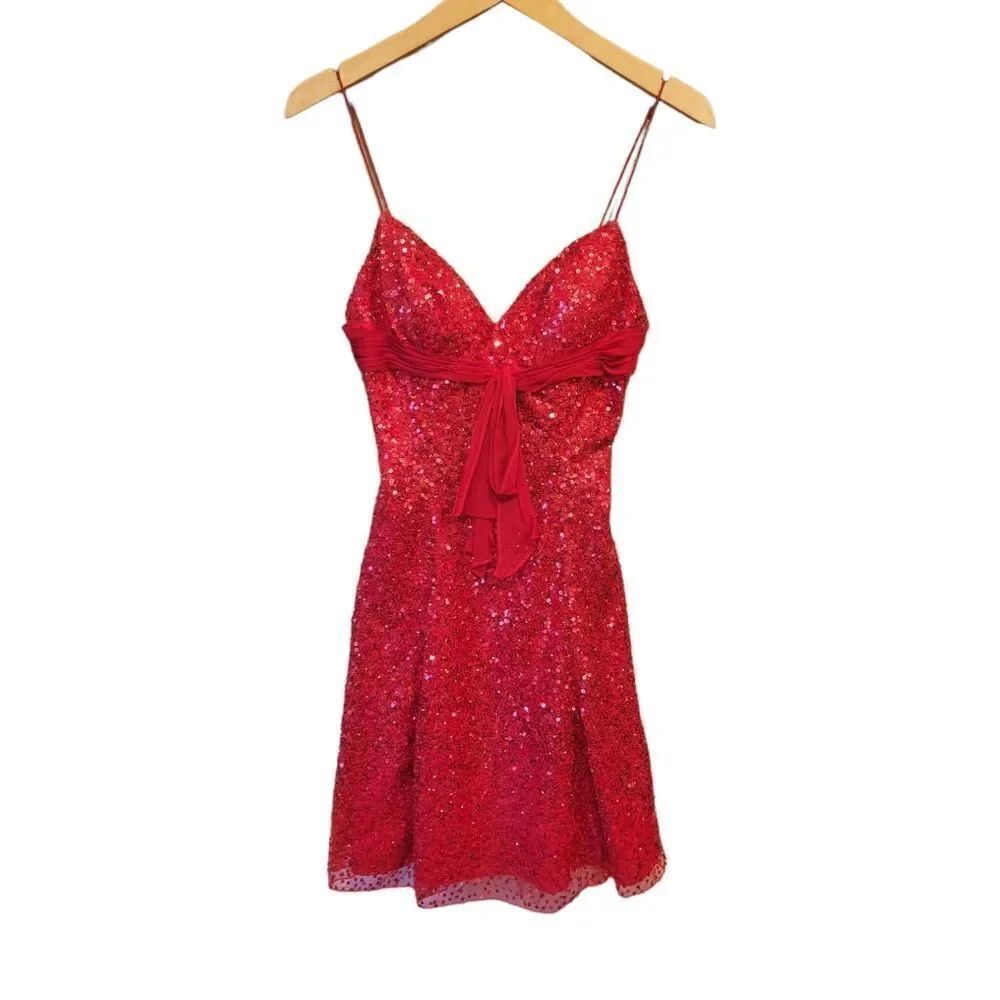 Beyond A division of Jovani Red Sequin Prom Pageant Cocktail Formal Dress 2